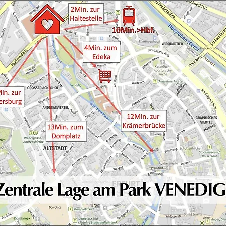 Grosszuegige 80m2 Gruenderzeit Mit Privatem Parkplatz, Kingsize Betten, Nobilia Kueche, 45 Zoll Smart-tv, 150mbts Wlan - Nur Eine Kurzer Spaziergang Durch Den Park Venedig Zur Kraemerbruecke - Ausgewaehlte Empfehlungen Fuer Inklusive *